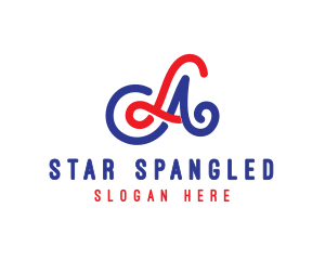 American - American Swirl Stroke logo design