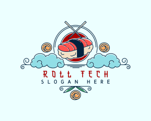 Roll - Sushi Chopsticks Oriental logo design