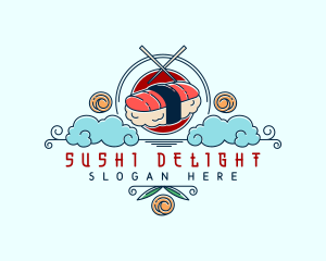 Sushi Chopsticks Oriental logo design