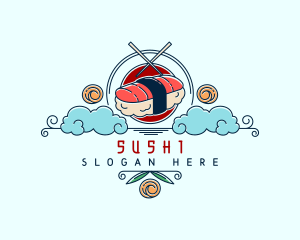 Sushi Chopsticks Oriental logo design