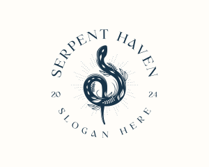 Snake Floral Serpent logo design