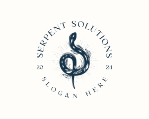 Snake Floral Serpent logo design