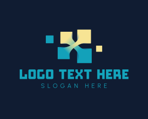 Robotic - Virtual Tech Letter X logo design