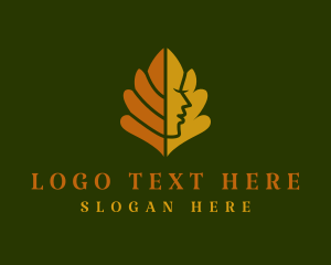 Vegan - Autumn Leaf Woman logo design