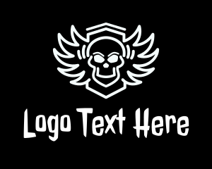 Metal Music - Skull Wing Bone logo design