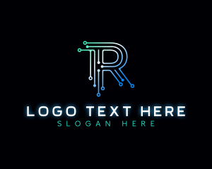 Application - Technology Circuit R logo design