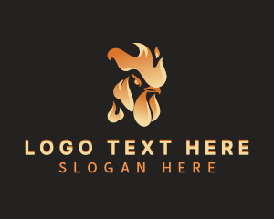 Barbecue - Hot Flaming Rooster logo design