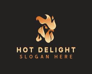 Hot Flaming Rooster logo design