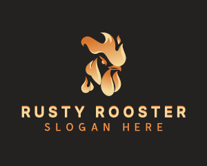 Hot Flaming Rooster logo design