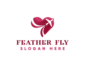 Heart Airplane Fly logo design