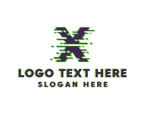 Futuristic - Glitch Pixel Letter X logo design