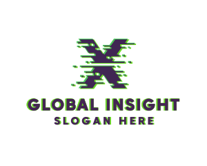 Glitch Pixel Letter X Logo