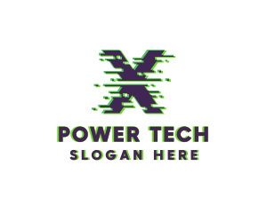 Glitch Pixel Letter X Logo