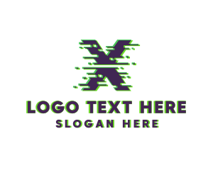 Online - Glitch Pixel Letter X logo design