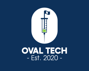 Oval - Vaccination Syringe Flag logo design