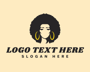 Curly - Beauty Afro Woman logo design