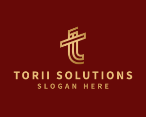 Gold Boutique Letter T logo design