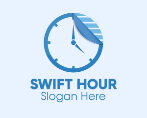 Sticker Paper Clock logo design