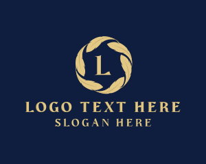 Gold - Organic Leaf Feather logo design