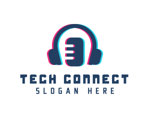 Recording Artist - Glitch Headphones Microphone logo design