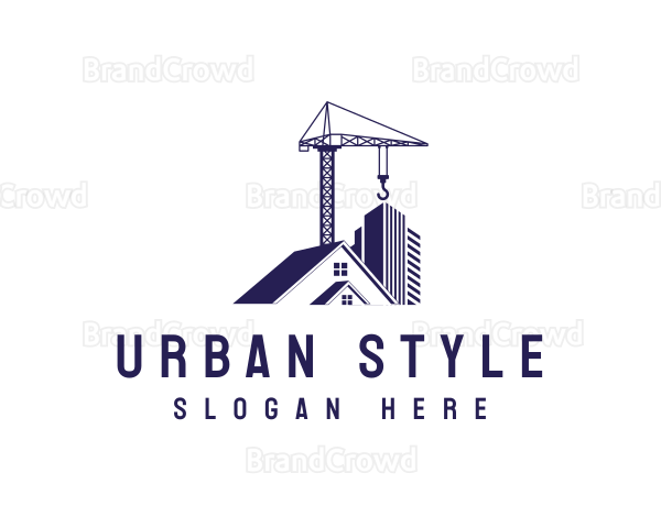 Construction Crane Building Logo