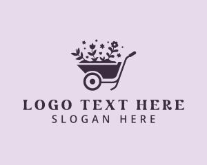Vegan - Wheelbarrow Flower Landscaping logo design
