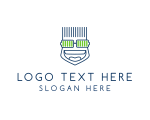Laughing - Full Battery Geek Boy logo design