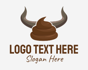 Poo - Bull Horn Crap logo design