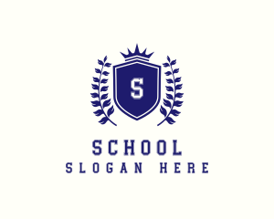 School Shield Wreath logo design