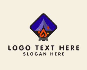 Travel - Camp Fire Geometric logo design