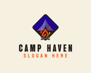 Camp Fire Geometric logo design