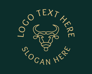 Farm - Bull Ox Line Art logo design