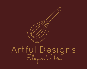 Minimalist Gold Whisk  logo design