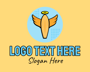 Beach - Retro Surfboard Angel logo design