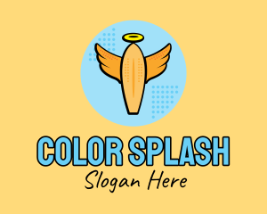 Retro Surfboard Angel logo design