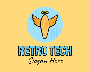 Retro Surfboard Angel logo design