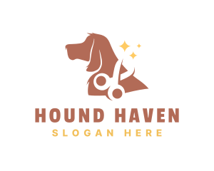 Hound Dog Grooming Scissors logo design
