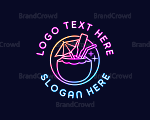 Neon Cocktail Beverage Logo