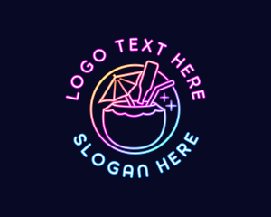 Rave - Neon Cocktail Beverage logo design