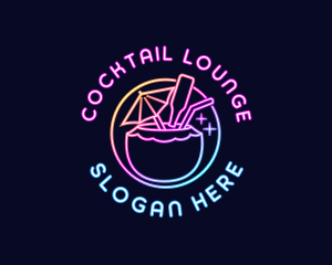 Neon Cocktail Beverage logo design