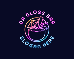 Neon Cocktail Beverage logo design