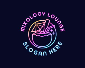 Cocktail - Neon Cocktail Beverage logo design