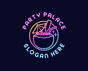 Neon Cocktail Beverage logo design