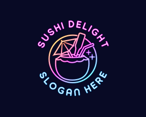 Neon Cocktail Beverage logo design