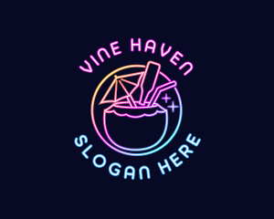 Neon Cocktail Beverage logo design