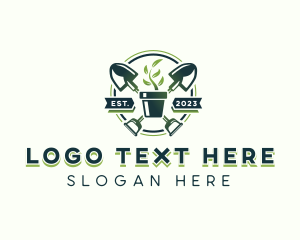 Spade - Leaf Plant Shovel logo design