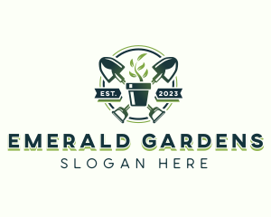 Leaf Plant Shovel logo design