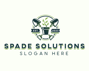 Leaf Plant Shovel logo design