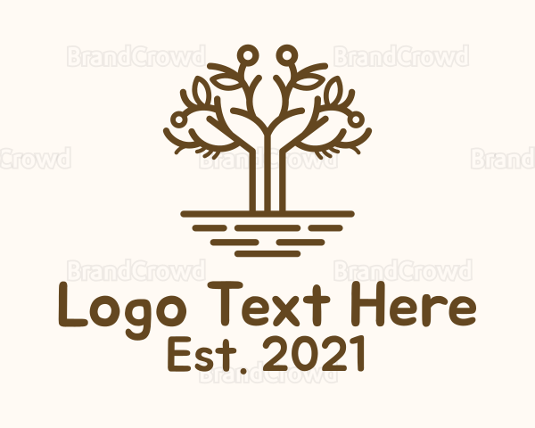 Brown Outline Tree Logo