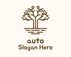 Brown Outline Tree Logo